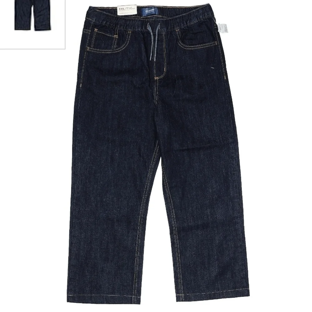 NWT Old Navy Dark Wash Jeans Boys XXL 18 Regular Straight Thigh Leg Drawstring
